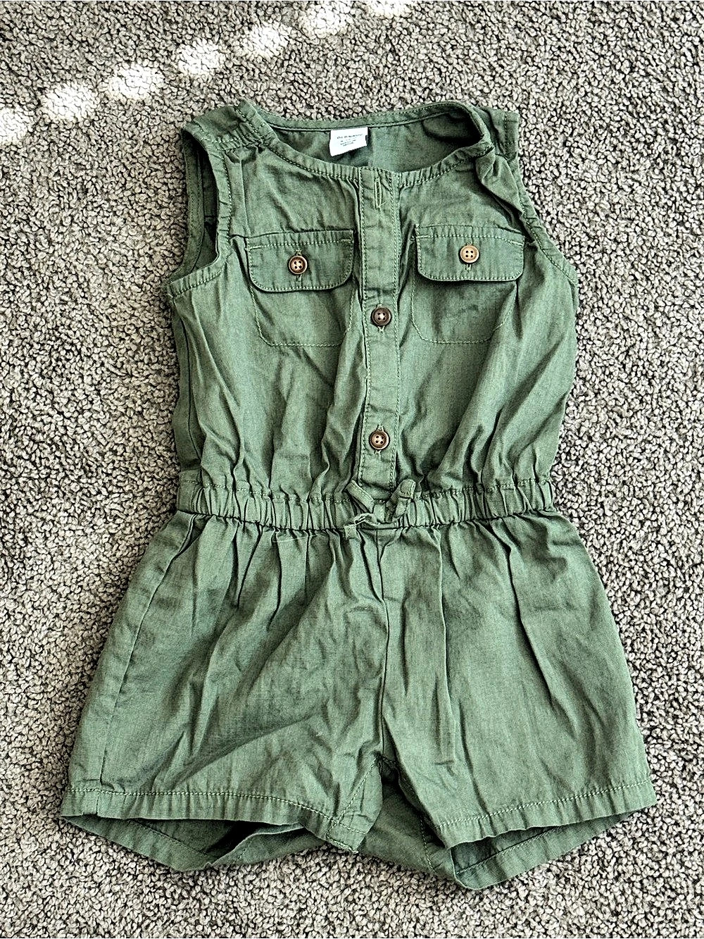 Old Navy Sleeveless Utility Romper for Baby Girls Green Size 6-12m